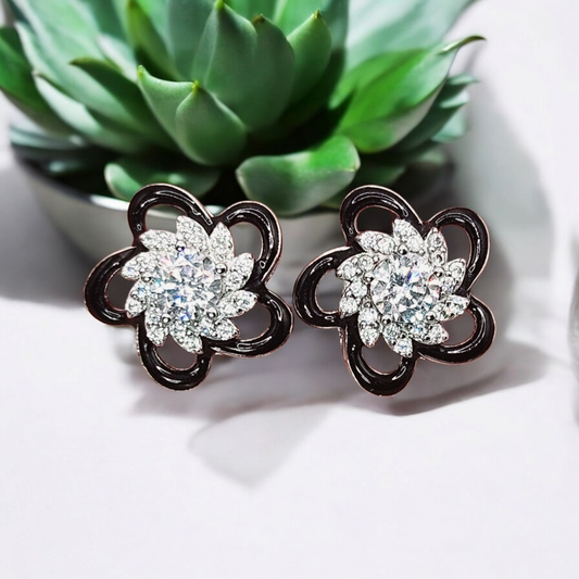 Flower Silver 925 Earrings with Cubic Zirconia