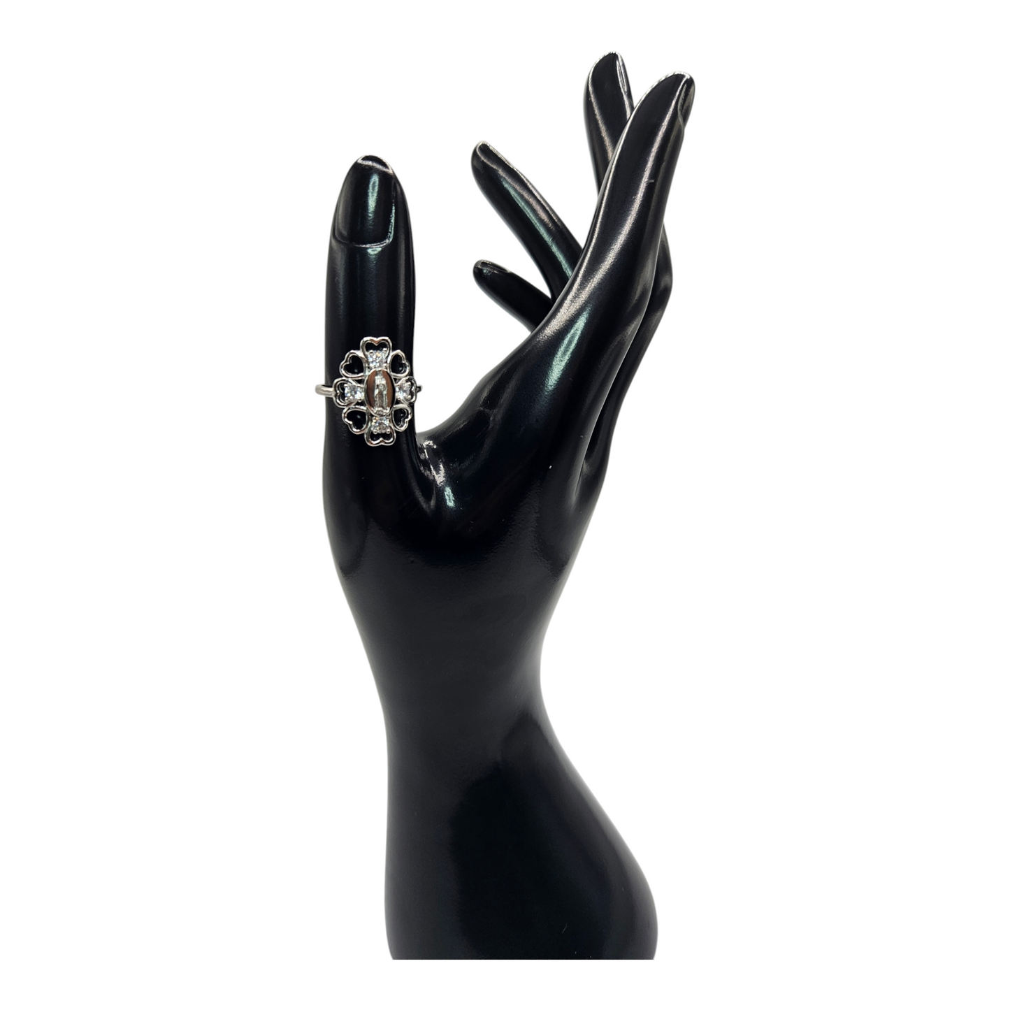 Virgin Mary Silver 925 Ring with Cubic Zirconia Stone