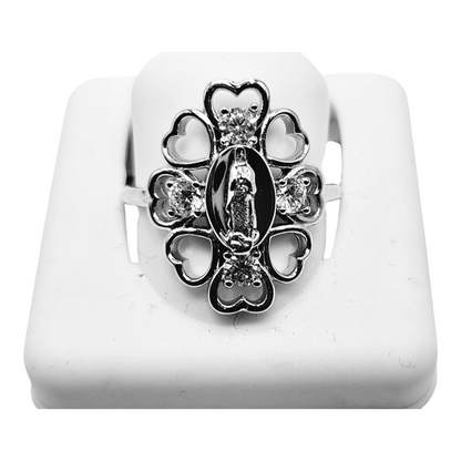 Virgin Mary Silver 925 Ring with Cubic Zirconia Stone