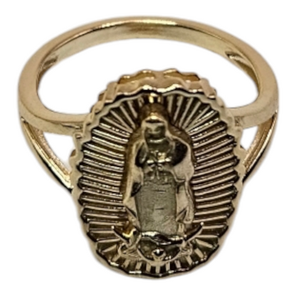 Gold 14k over Silver Virgen Maria Ring