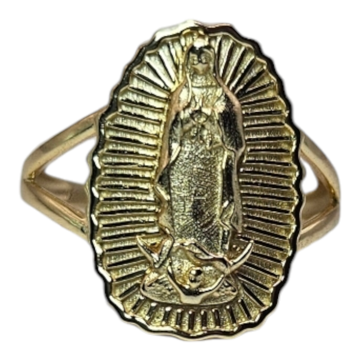 Gold 14k over Silver Virgen Maria Ring