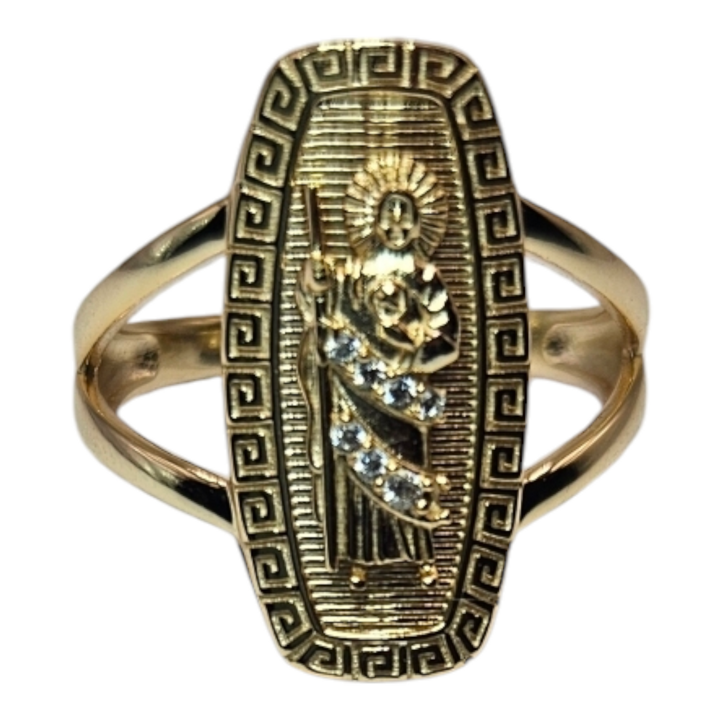 Gold 14k over Silver Saint Jude Ring