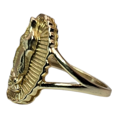 Gold 14k over Silver Virgen Maria Ring