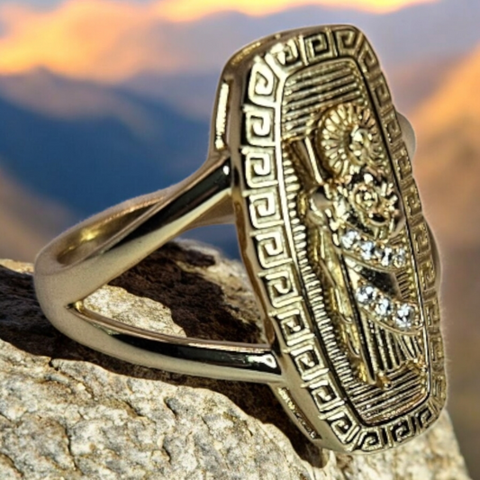 Gold 14k over Silver Saint Jude Ring