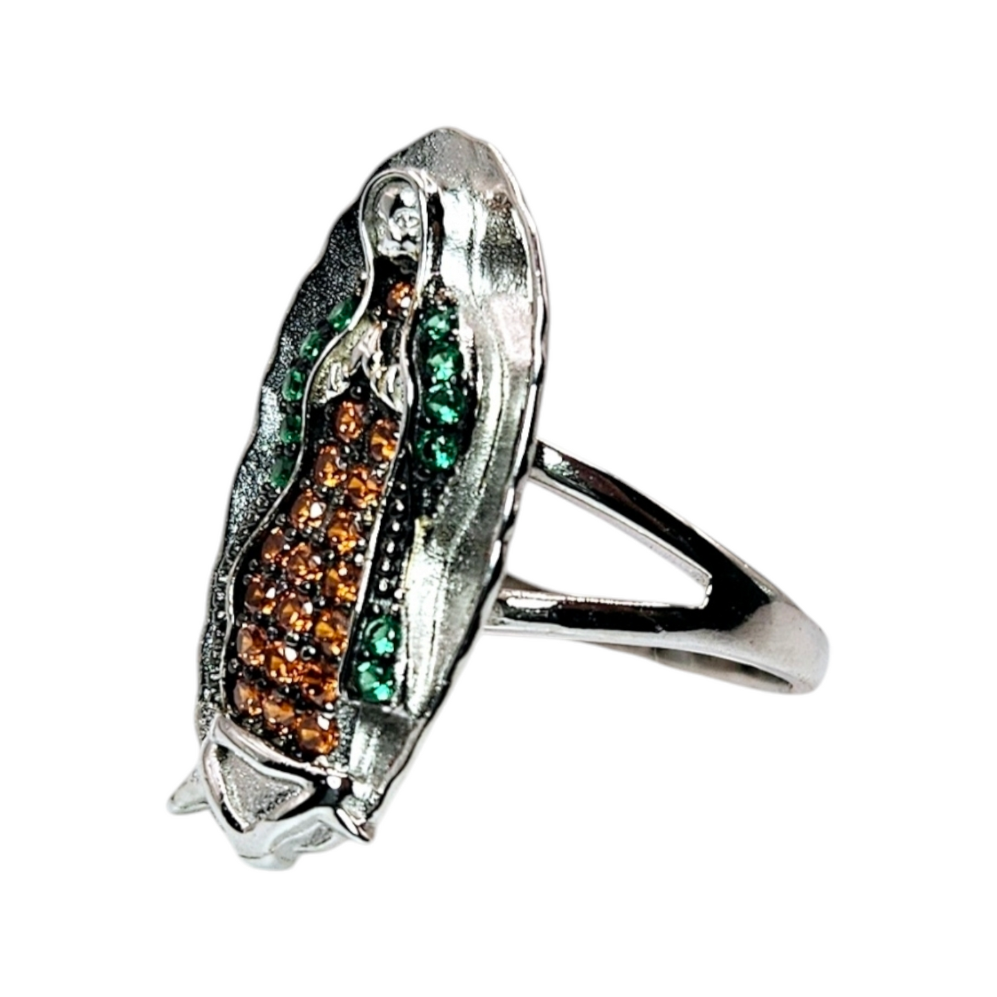 Multi Color Virgen Maria Silver Ring