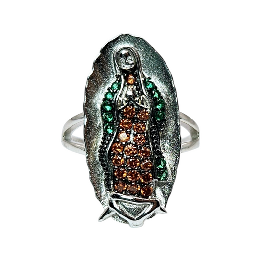 Multi Color Virgen Maria Silver Ring