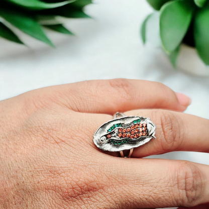 Multi Color Virgen Maria Silver Ring