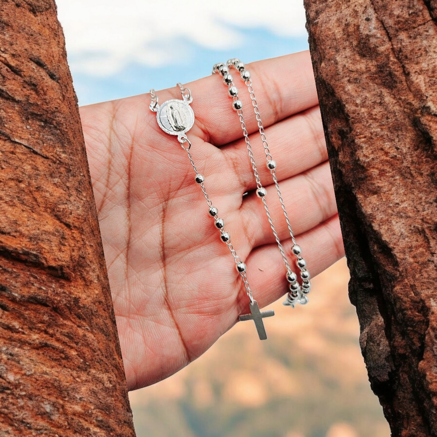 Rosary Silver 18"