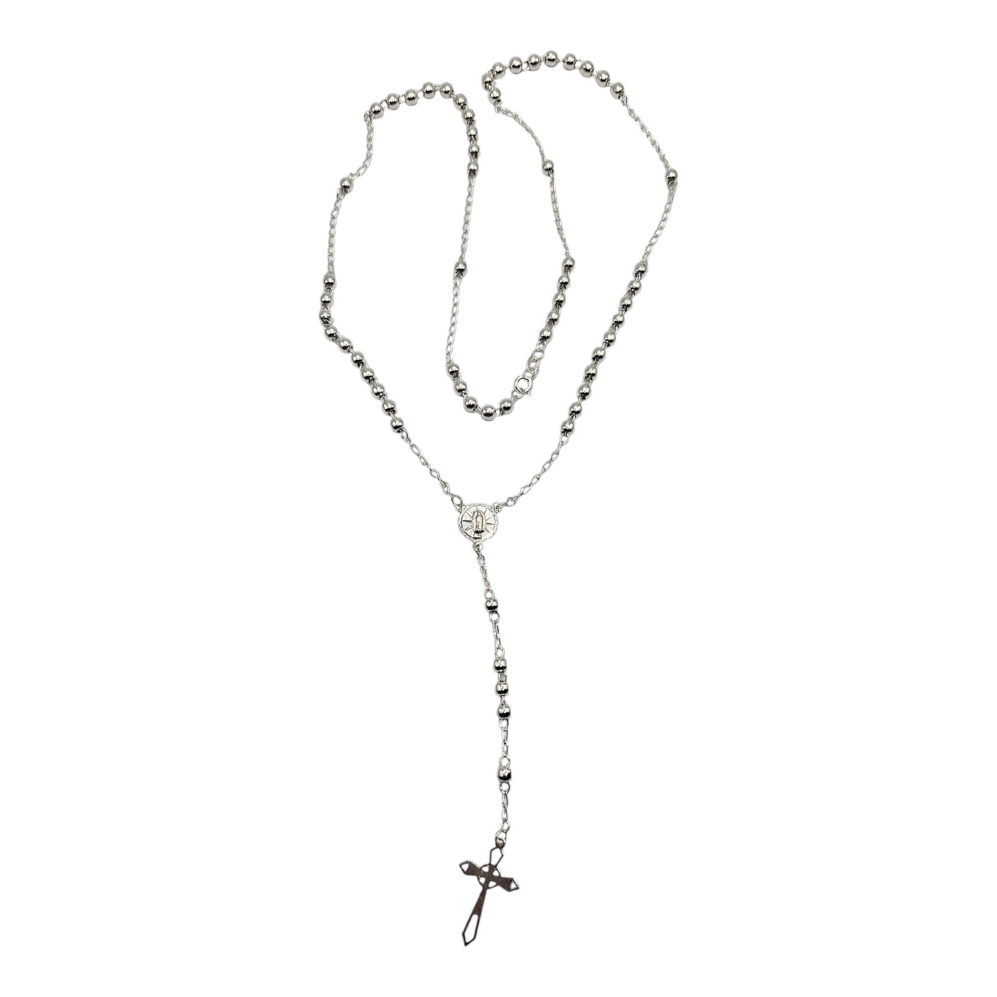 Rosary Silver 925 Necklace 24"