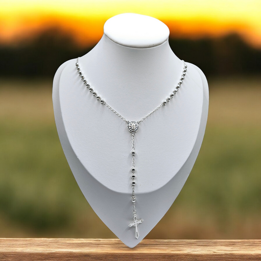 Rosary Silver 925 Necklace 24"