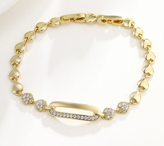 Hearts 14k Gold Plated Bracelet