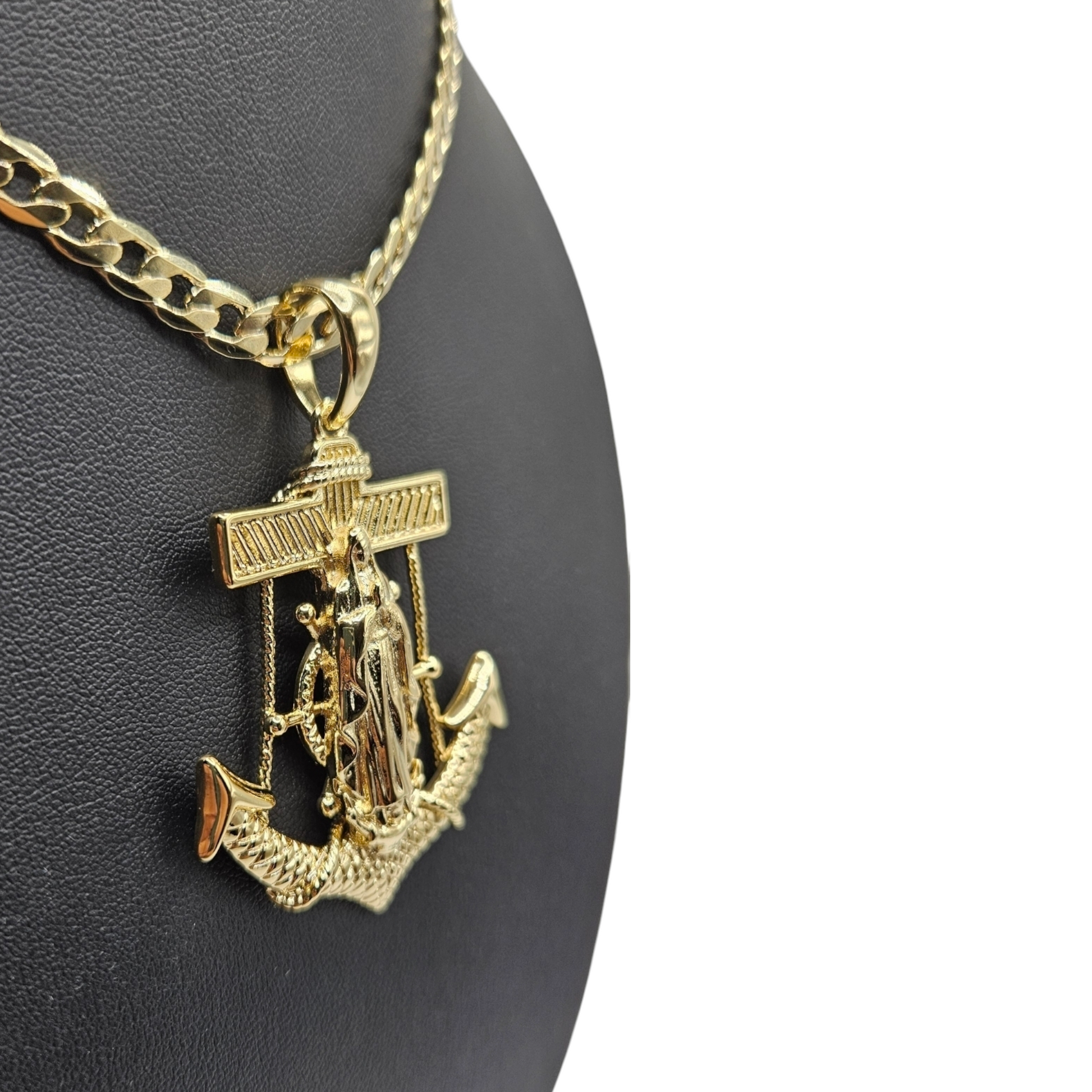 Anchor and Virgen Maria 14k Gold Plated Necklace-Large – Lulamaya