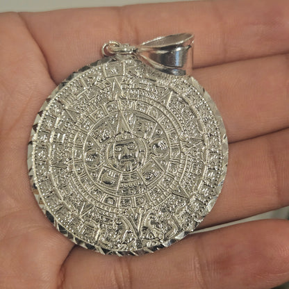 Aztec Calendar Silver 925 Pendant 4.4cm