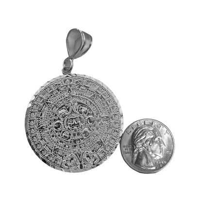 Aztec Calendar Silver 925 Pendant 4.4cm