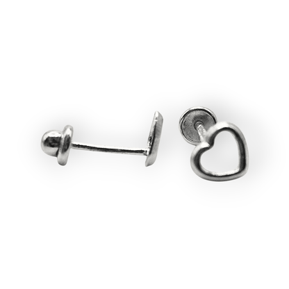 Baby Heart Shape Stud Earrings Silver 925