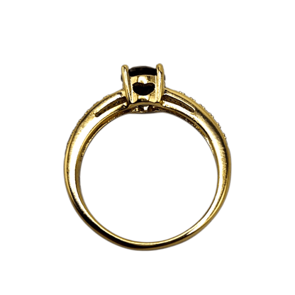 Black CZ Stone Ring 14k Gold Plated for Women