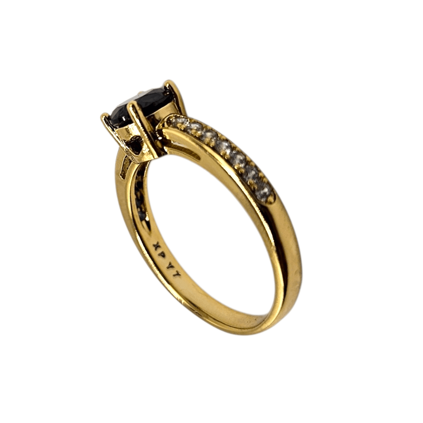 Black CZ Stone Ring 14k Gold Plated for Women