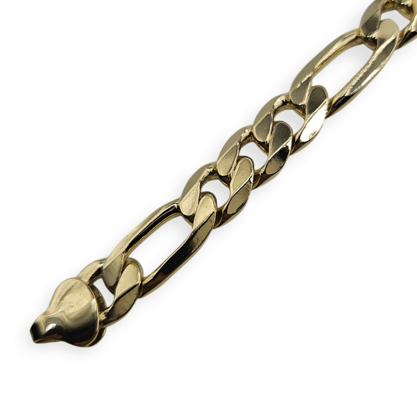 Bracelet Figaro 14k Gold Plated 8.5"L 10mm Wide