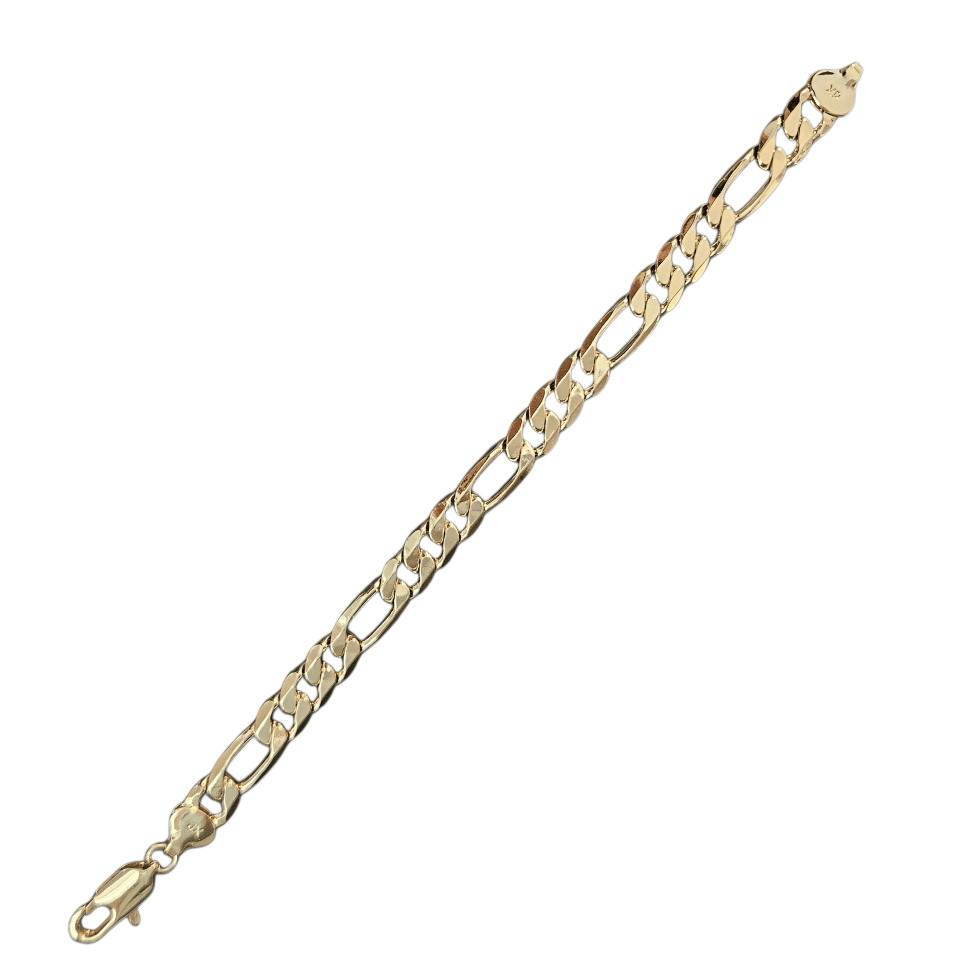 Bracelet Figaro 14k Gold Plated 8.5"L 10mm Wide