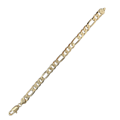 Bracelet Figaro 14k Gold Plated 8.5"L 10mm Wide