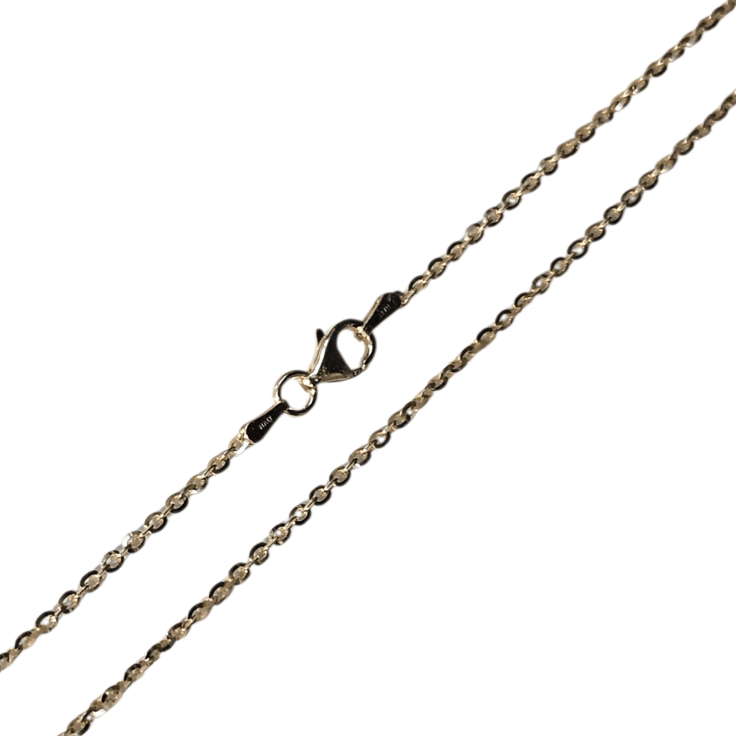 Brillantina Chain Italian Solid 925 14K Gold Plated Sterling Silver for Men, Women 2 mm