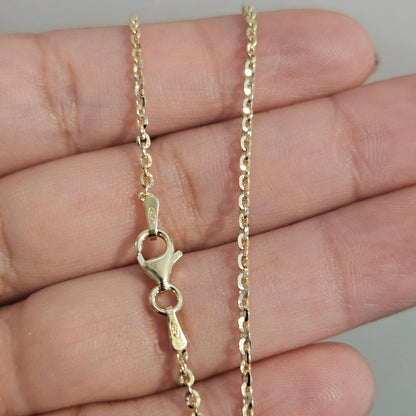 Brillantina Chain Italian Solid 925 14K Gold Plated Sterling Silver for Men, Women 2 mm