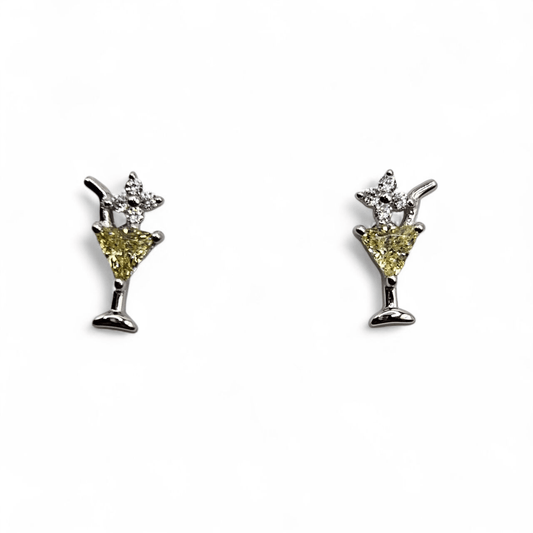 Cocktail Cup Stud Earrings Silver 925 for Women