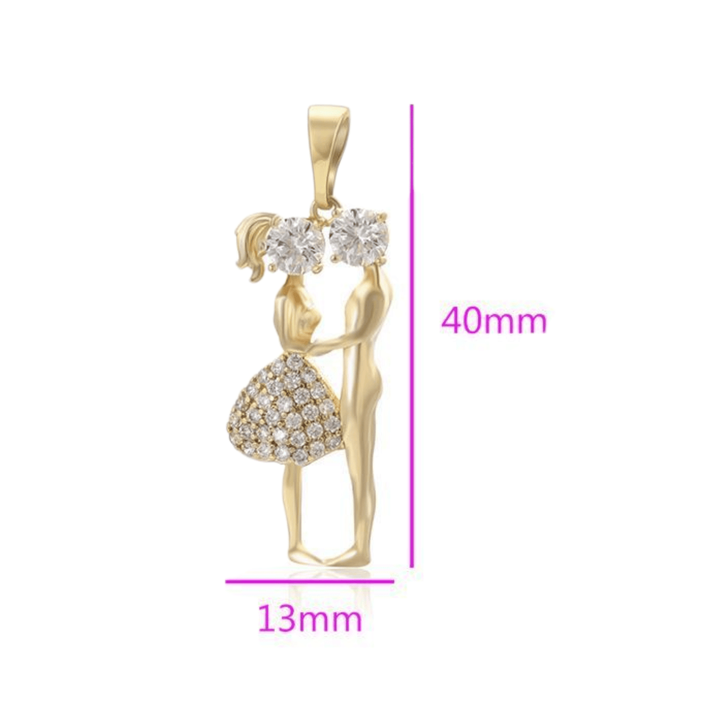 Couple 3D 14K Gold Plated Pendant