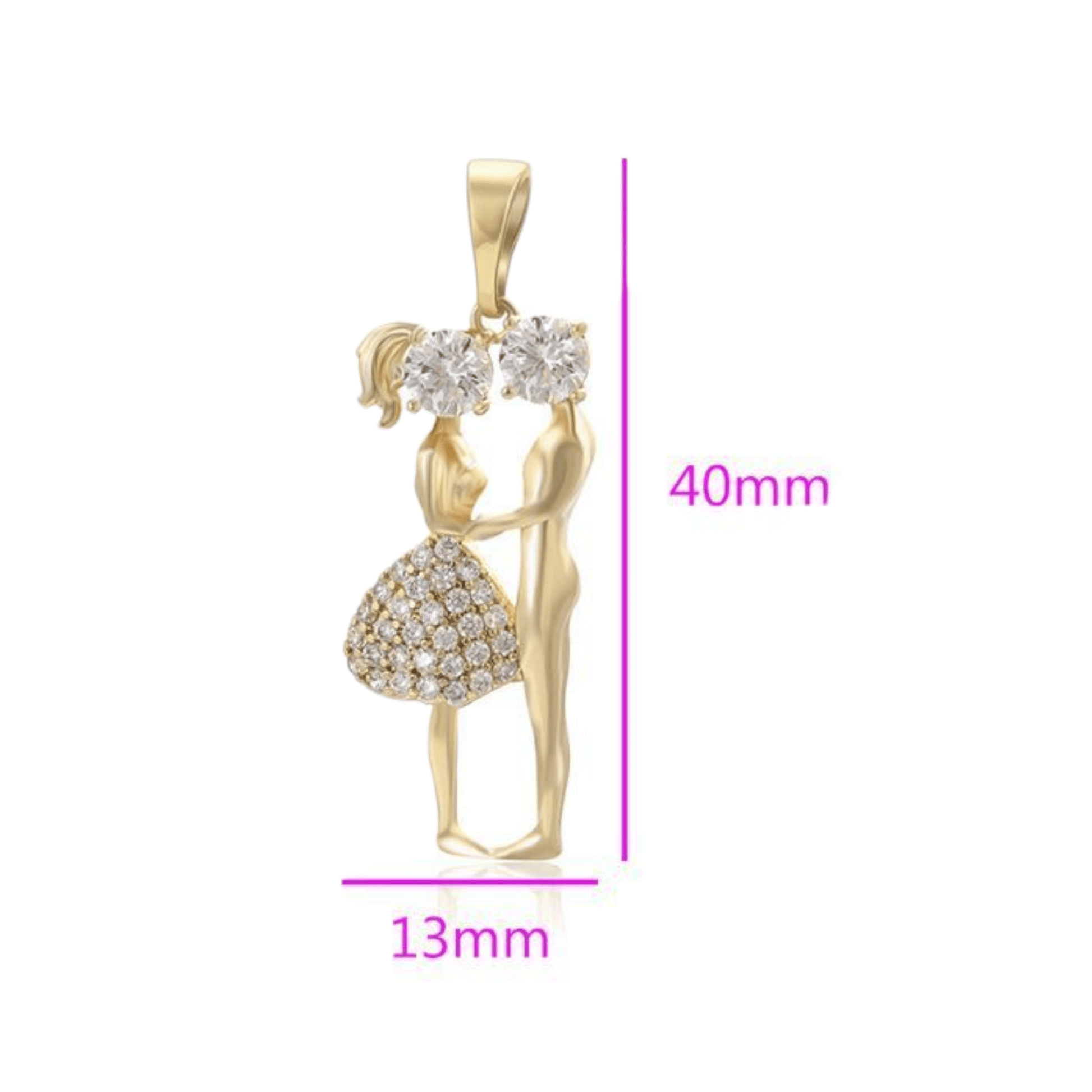 Couple 3D 14K Gold Plated Pendant