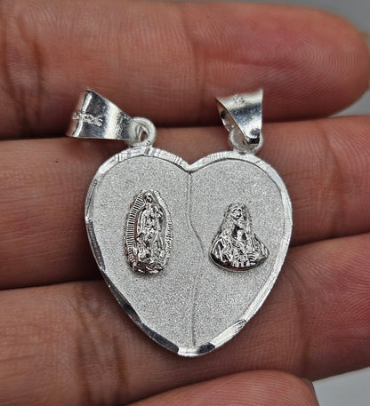 Couple's Breakable Heart 2 Piece Pendant with Virgin Mary and Sacred Heart