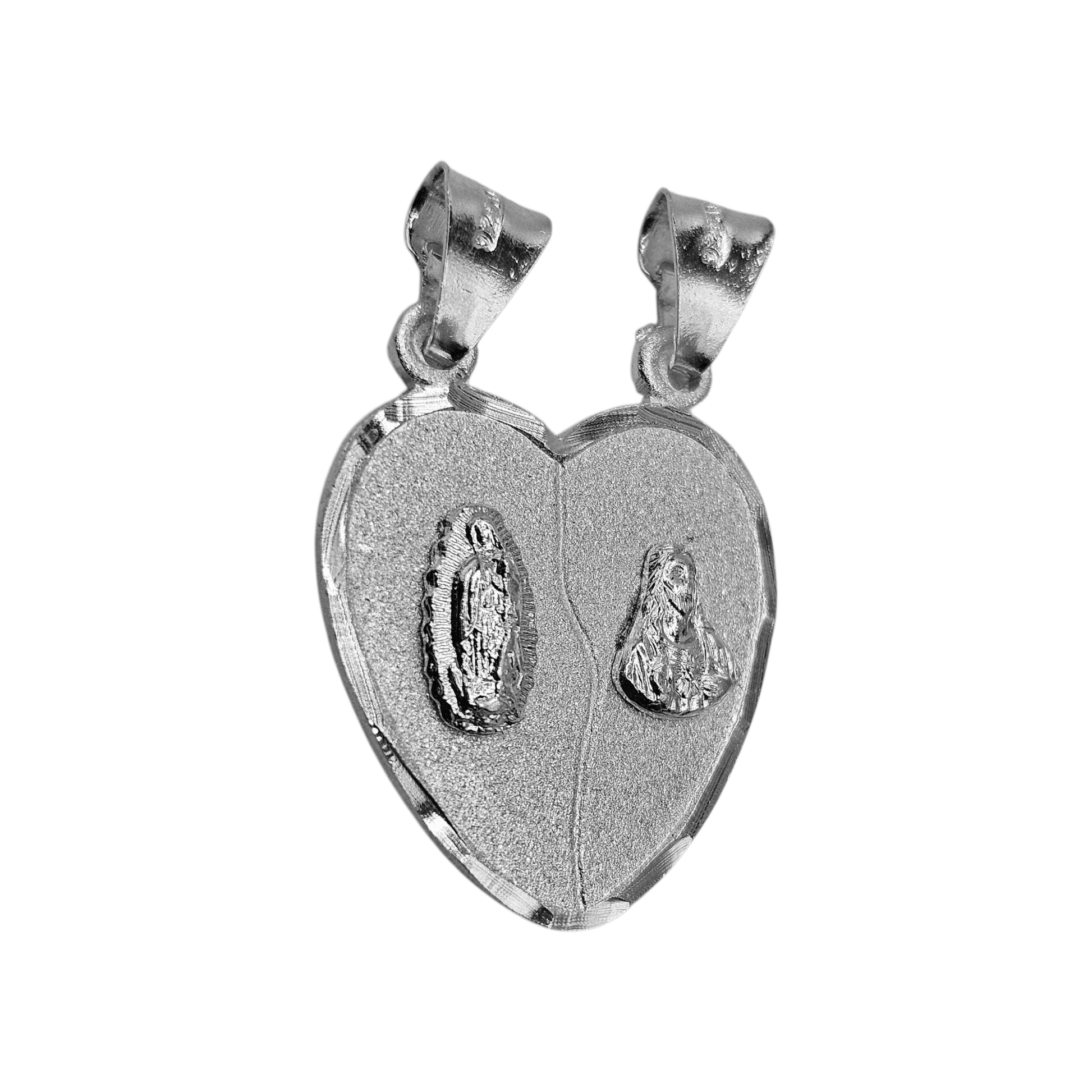 Couple's Breakable Heart 2 Piece Pendant with Virgin Mary and Sacred Heart