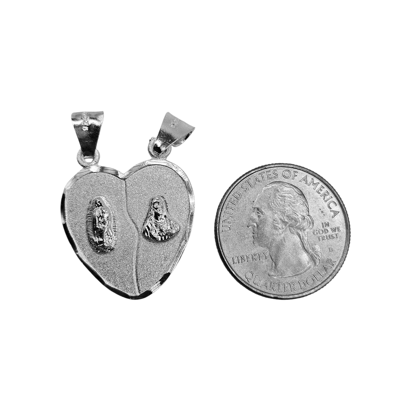 Couple's Breakable Heart 2 Piece Pendant with Virgin Mary and Sacred Heart