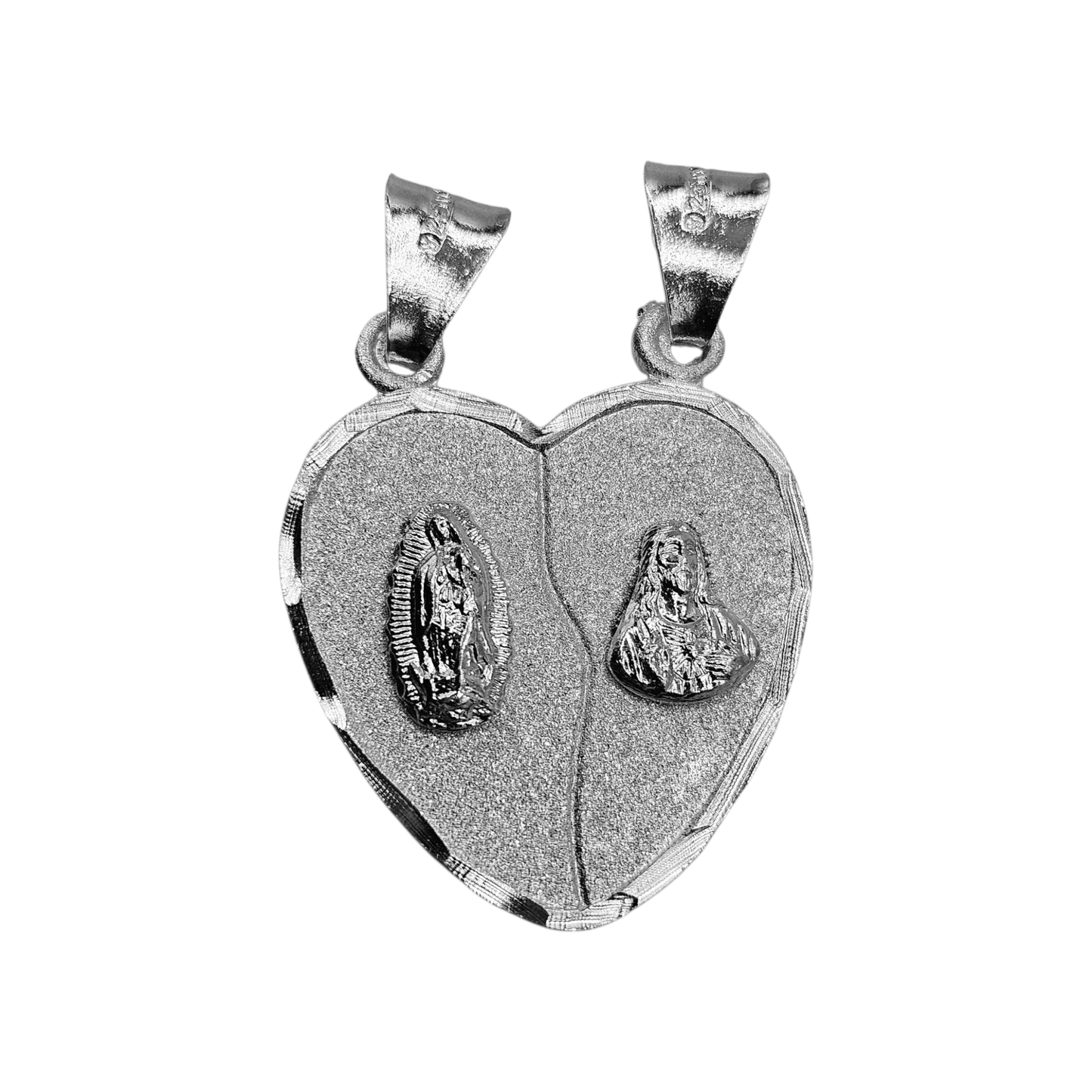 Couple's Breakable Heart 2 Piece Pendant with Virgin Mary and Sacred Heart