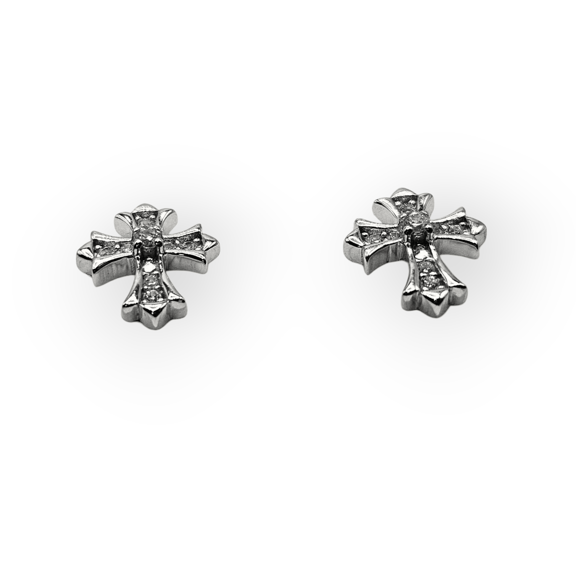 Cross Stud Earrings Silver 925 with Cubic Zirconia Stones