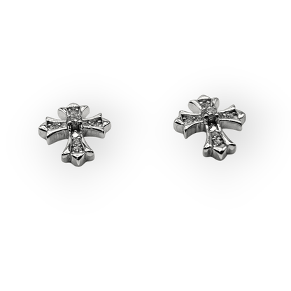 Cross Stud Earrings Silver 925 with Cubic Zirconia Stones