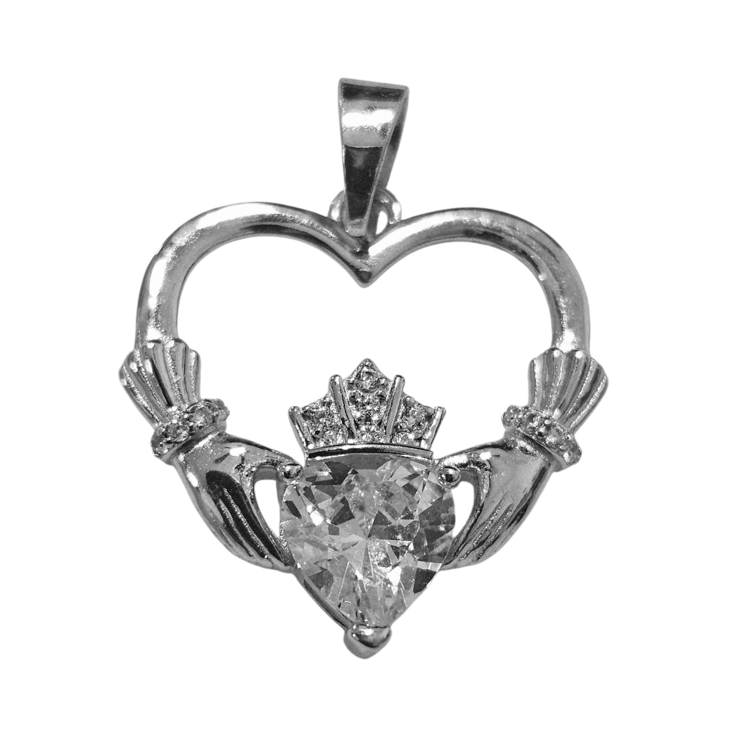 Crown Heart Silver Pendant Sterling Silver