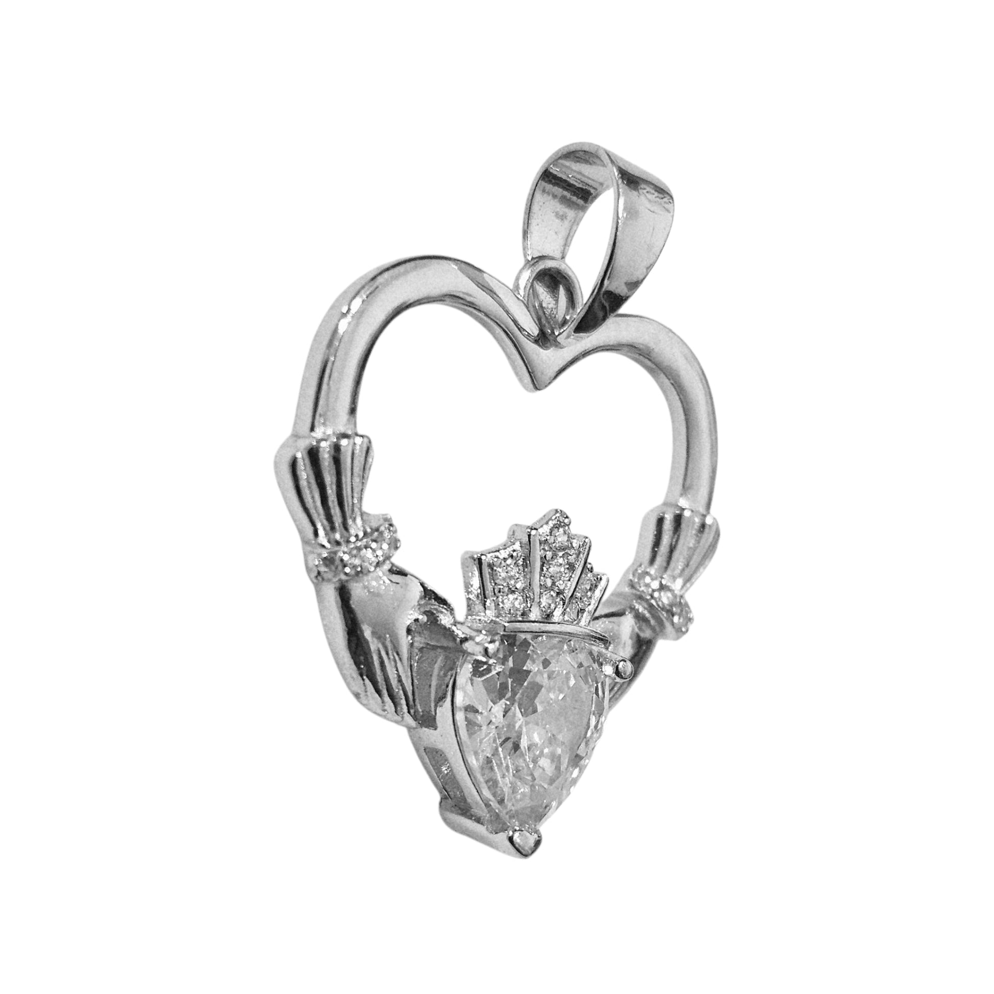 Crown Heart Silver Pendant Sterling Silver