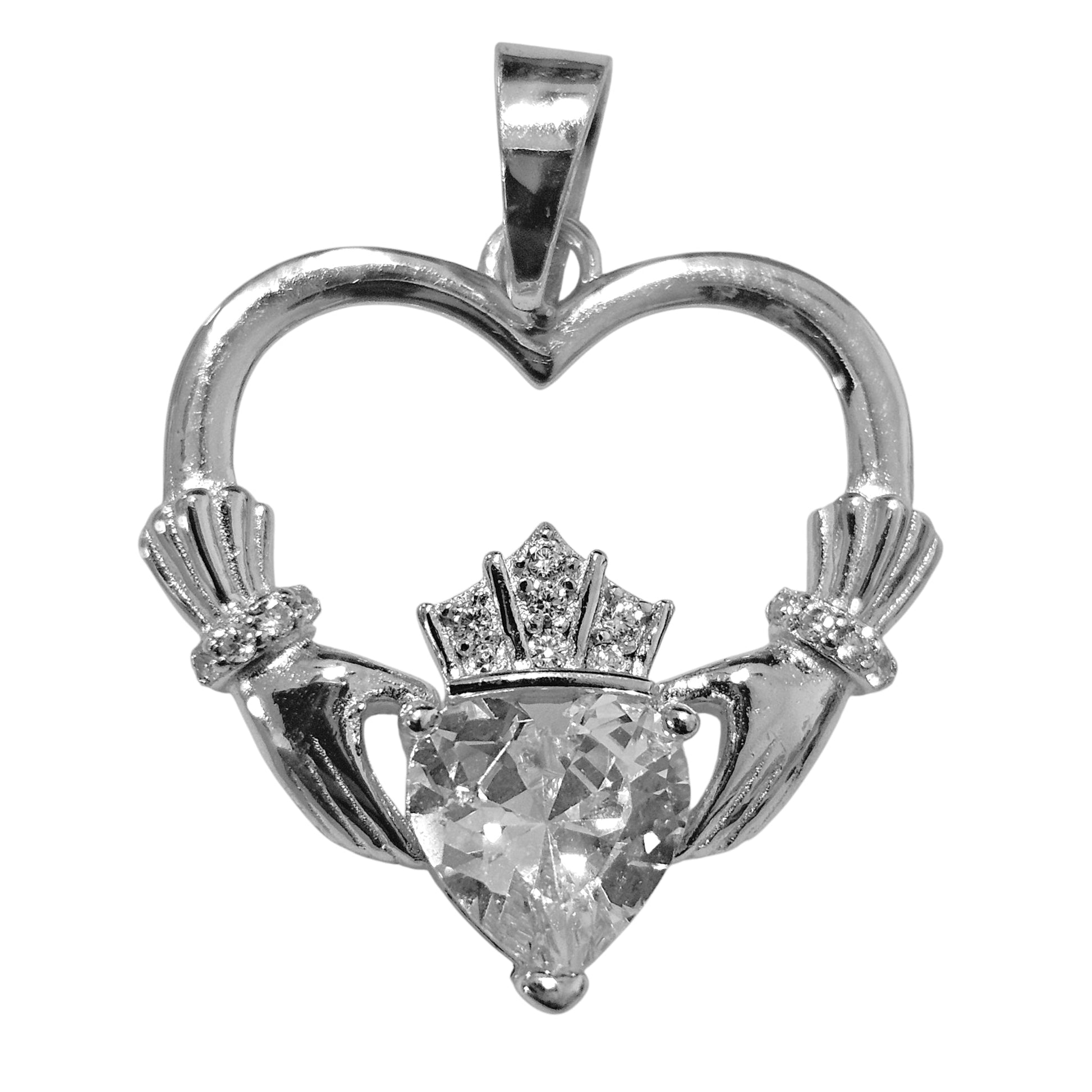 Crown Heart Silver Pendant Sterling Silver
