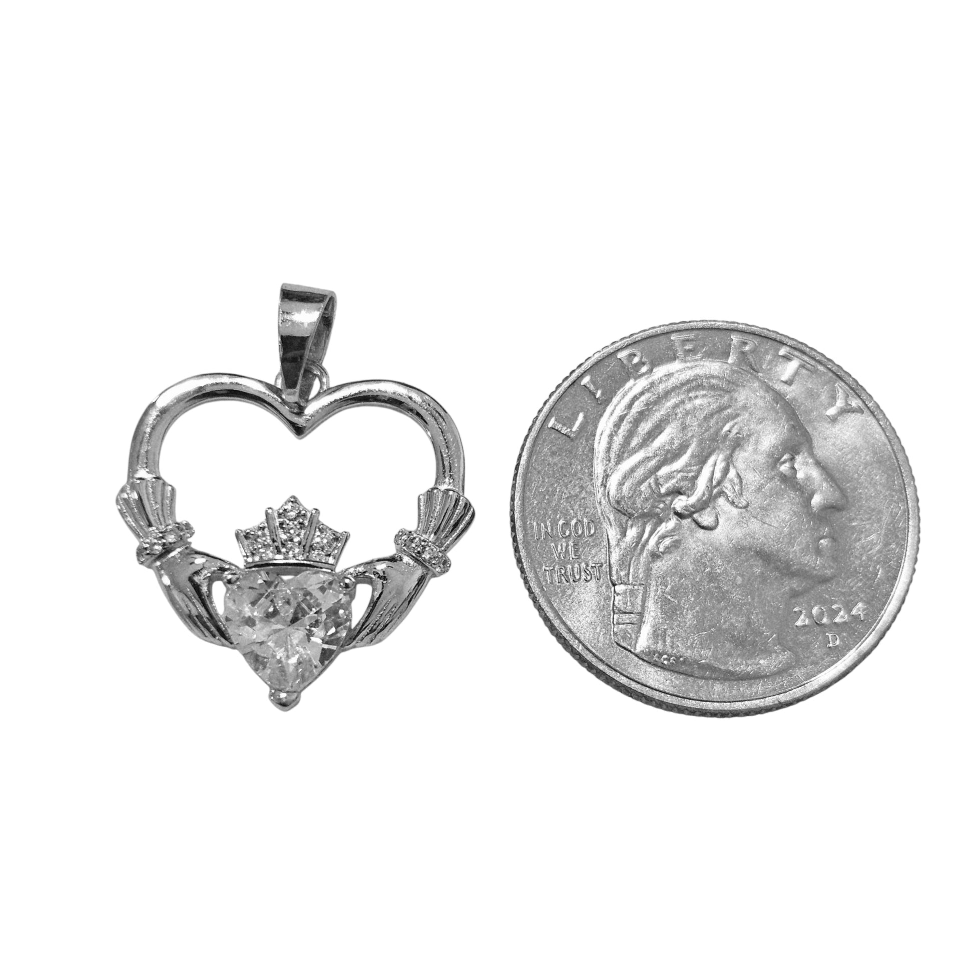 Crown Heart Silver Pendant Sterling Silver