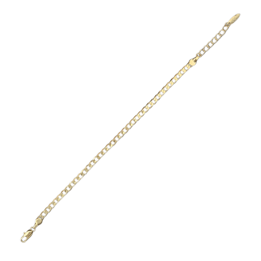 Cuban Style 14k Gold Plated Bracelet for Women 7in Adjustable
