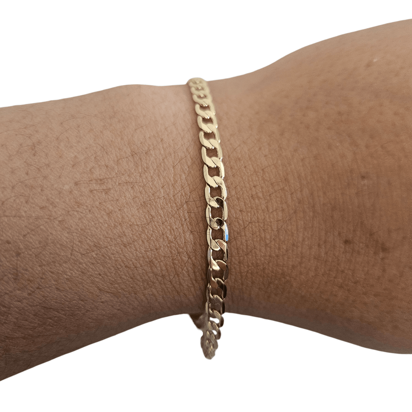 Cuban Style 14k Gold Plated Bracelet for Women 7in Adjustable