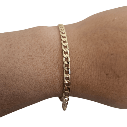Cuban Style 14k Gold Plated Bracelet for Women 7in Adjustable