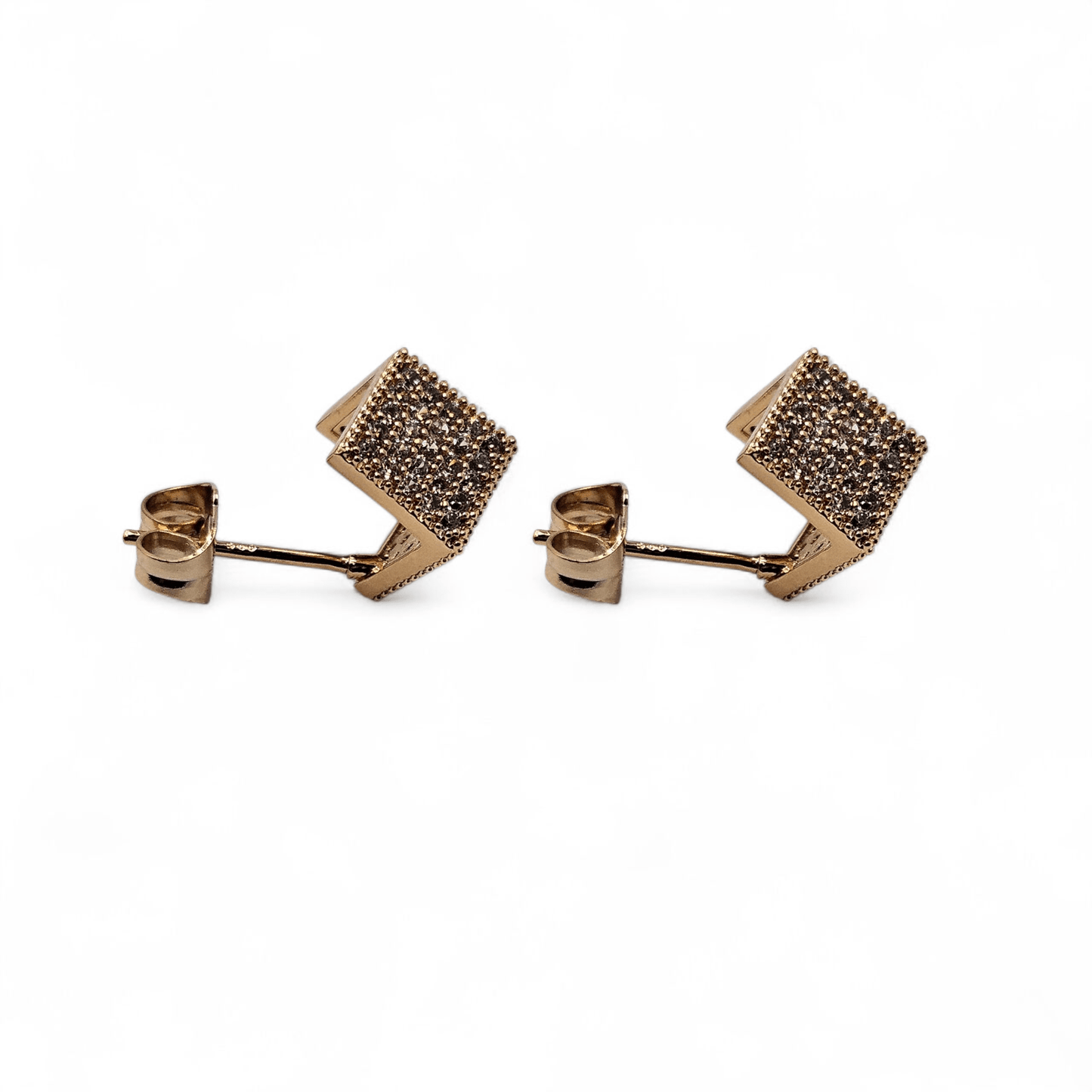 Cube Stud Earrings 18k Gold Plated