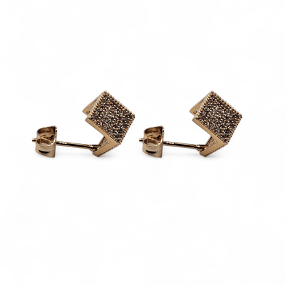 Cube Stud Earrings 18k Gold Plated