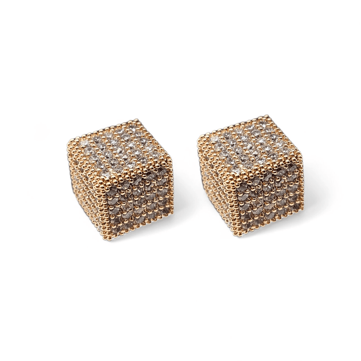 Cube Stud Earrings 18k Gold Plated
