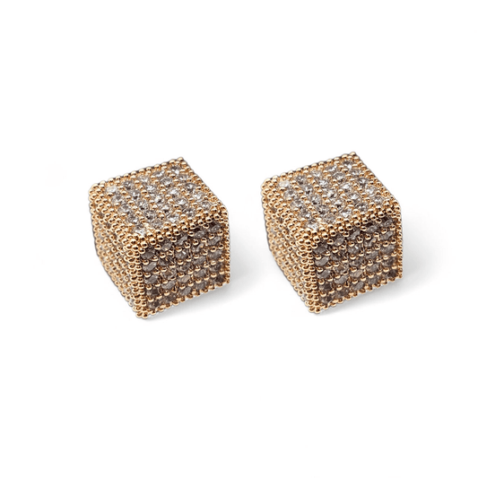 Cube Stud Earrings 18k Gold Plated