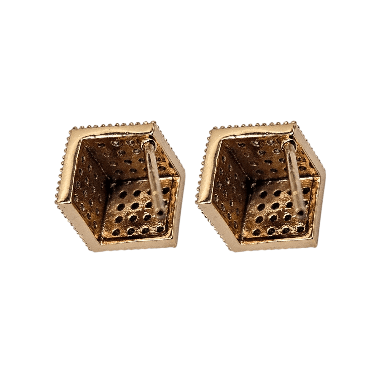 Cube Stud Earrings 18k Gold Plated