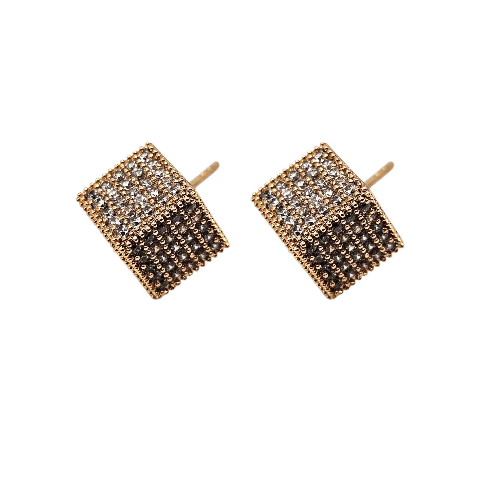 Cube Stud Earrings 18k Gold Plated