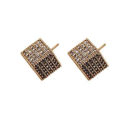 Cube Stud Earrings 18k Gold Plated