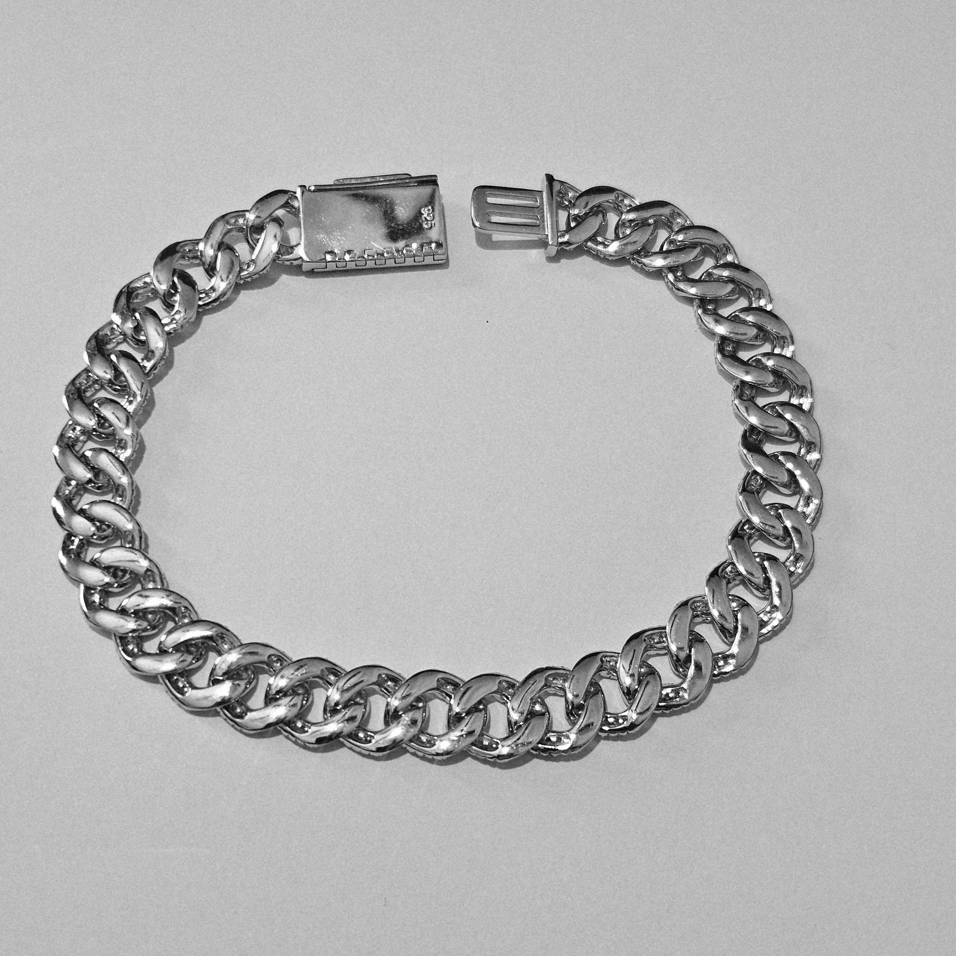 Curb (Cuban) Silver 925 Cubic Zirconia Bracelet for Men or Women